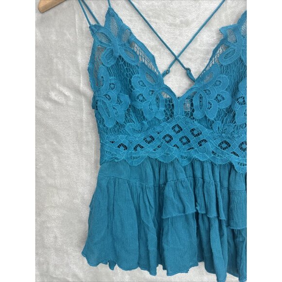 Free People One Women's Adella Cami in Turquiose Size  XS - Picture 4 of 10